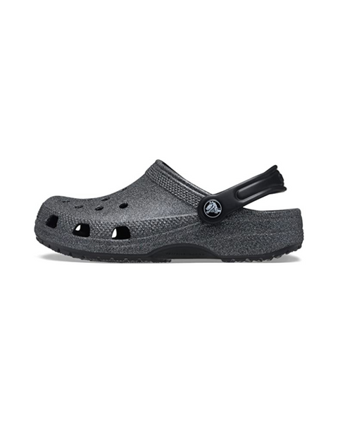 Crocs Unisex-Child Classic Glitter Clogs (Little Kid), Black Glitter