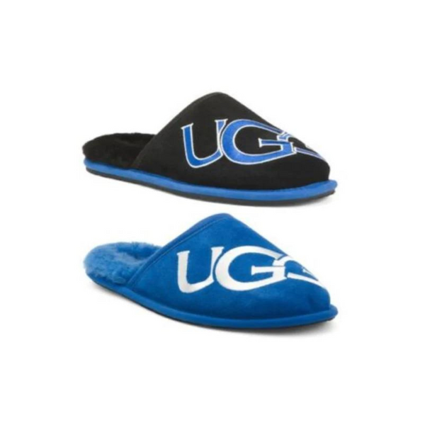 Mens Suede Scuff Logo Slippers