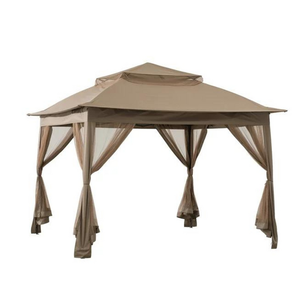 Sunjoy Tawney 11 ft. x 11 ft. Khaki Pop Up Portable Steel Gazebo
