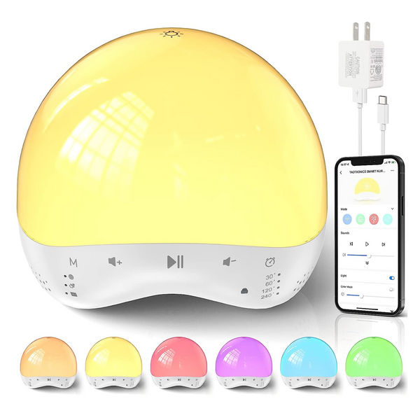 25 Soothing Sounds And 7 Color Night Light with Alarm Clock