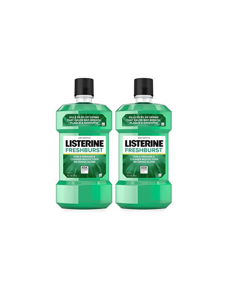 2 Bottles of Listerine Freshburst Antiseptic Mouthwash, Spearmint (1 L Bottles)