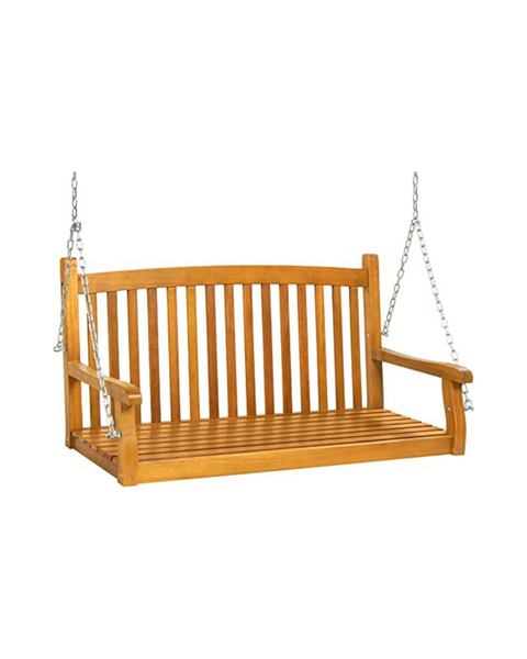 Best Choice Products 48in Wood Porch Swing w/Mounting Chains, 500lb Weight Capacity