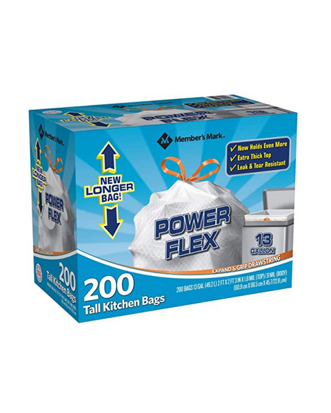 Bolsas con cordón para cocina altas Mark Power Flex de Member's, 200 unidades