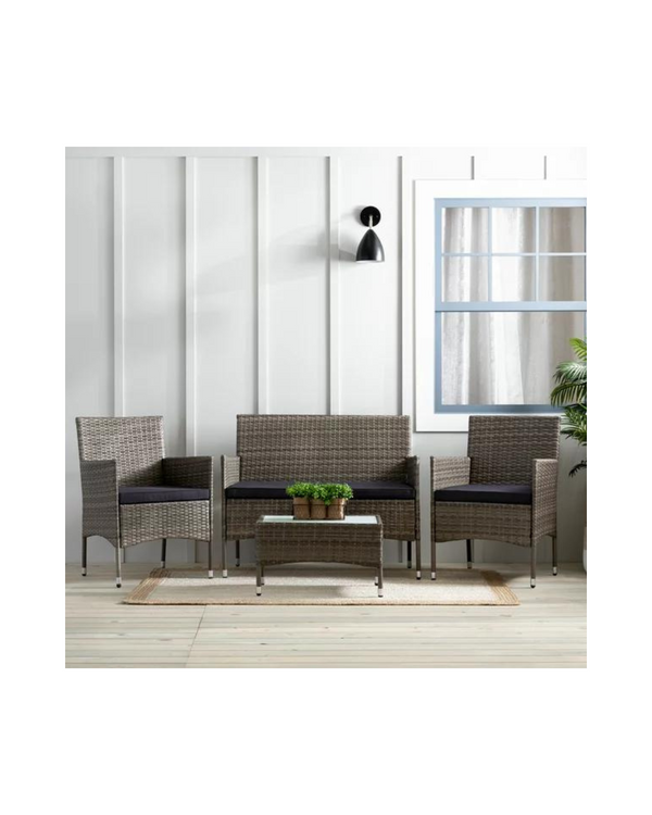 4Pc Mayview Rattan Outdoor Patio Conversation Set PzDeals