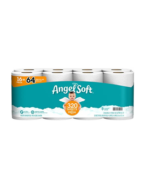 Angel Soft Toilet Paper (16 Mega Rolls = 64 Regular Rolls)