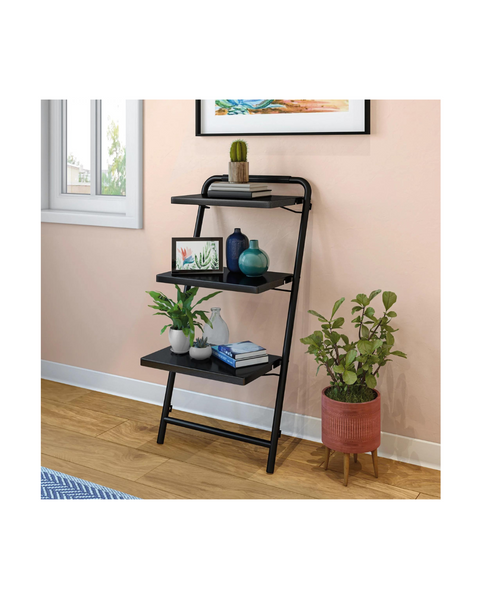 40" 3-Tier Sauder Leaning Bookshelf (Black)