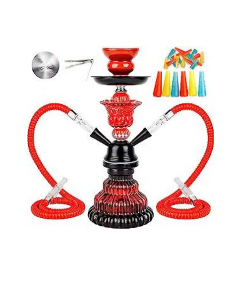 Juego de cachimba con 2 mangueras, pinzas, cenicero, papel de aluminio y 20 puntas para cachimba