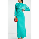 ASOS Design Maxi Dress with Batwing Sleeve and Wrap Waist