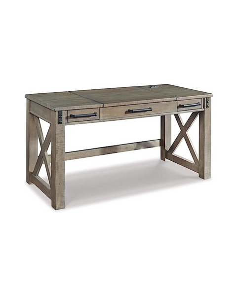 Diseño exclusivo de Ashley Aldwin Rustic Farmhouse Escritorio elevable para oficina en casa de 60 ″