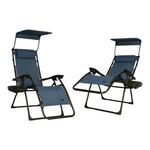 2 Zero Gravity Chairs With Canopy, Drink Tray & Pillow (2 Colors)