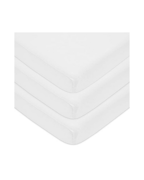 Paquete de 3 sábanas para minicuna/portátil de algodón 100% natural de American Baby Company (4 colores)