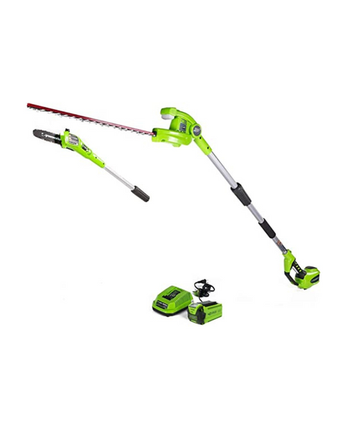 Greenworks 40V 8" Cordless Polesaw + Pole Hedge Trimmer Combo