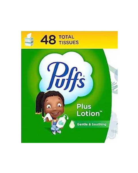 2 cajas de pañuelos faciales Puffs Plus Lotion (48 pañuelos por caja)