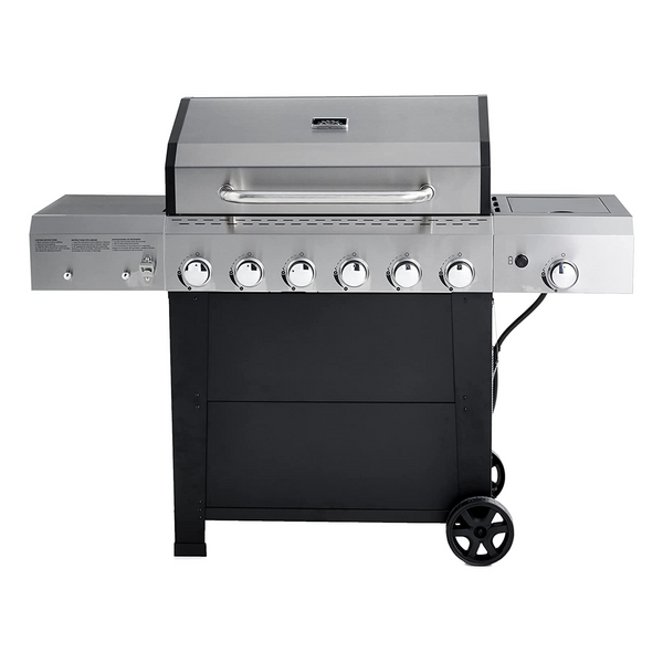 Amazon Basics Parrilla de gas independiente de 6 quemadores con quemador lateral