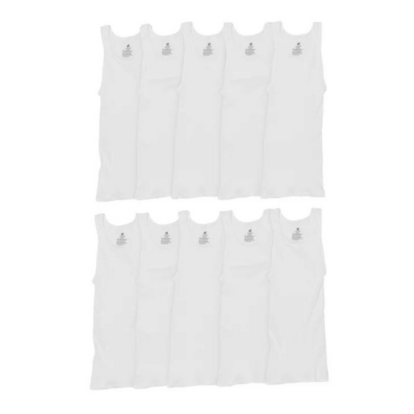 10 Hanes Men's White V-Neck, Crew Neck Undershirts And T-Shirts
