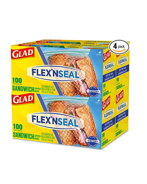 GLAD FLEXN’ SEAL Zipper Food Storage Sandwich Bags (400 Count)