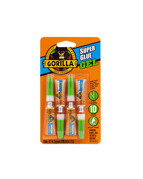 4 Gorilla Super Glue Gel 3 Gram Tubes