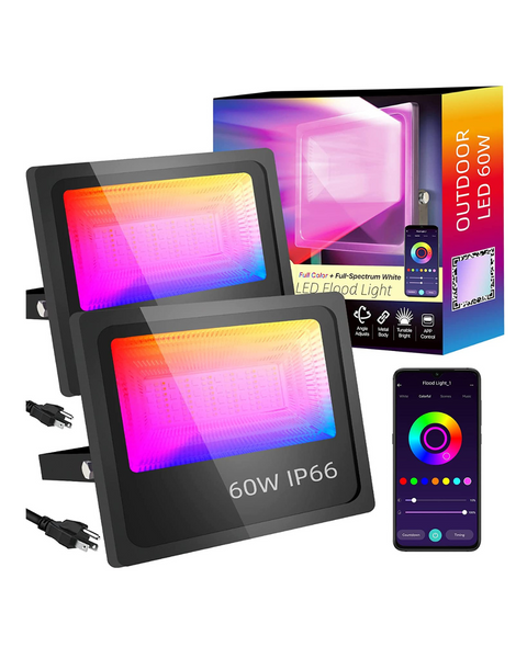 LED Flood Lights Outdoor RGBCW 60W Smart Color Changing
