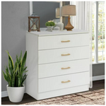 White Or Black 4-Drawer Wood Dresser