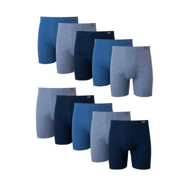 10 Hanes Men's Super Value Pack Covered Waistband Boxer Briefs