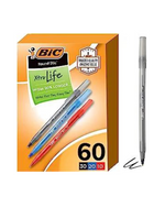BIC Round Stic Xtra Life Assorted Ink Ballpoint Pens, Medium Point (60-Count)