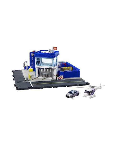 Matchbox Action Drivers Police Station Dispatch Playset w/ Helicopter + Police Car
