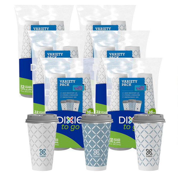 132 Dixie To Go Hot Beverage Cups & Lids, 16 Ounce