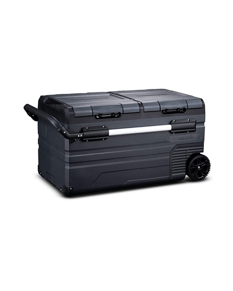 NewAir Portable 80 Qt. Electric Car Camping Cooler With 4 Battery Protection Modes And Dual Zone Fridge And Freezer Storage