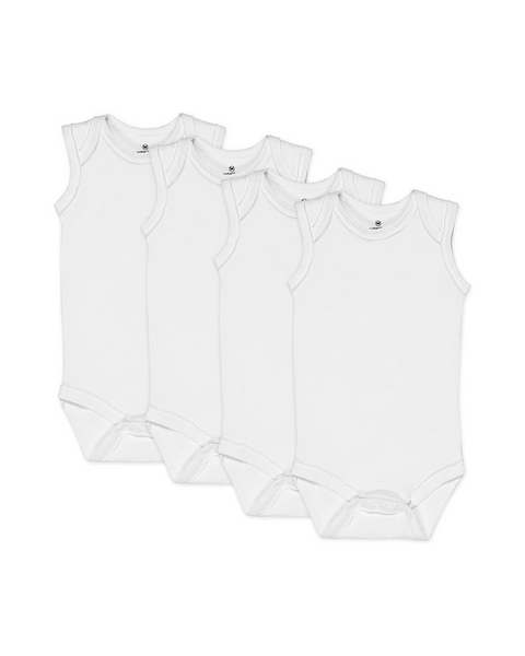 HonestBaby Baby Organic Cotton Sleeveless Bodysuits (4 Pack)