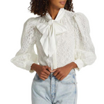 Alice + Olivia Brently Lace Tieneck Blouse