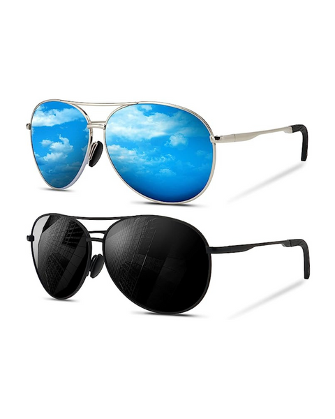 2-Pack Women Men Mirrored Sun Glasses