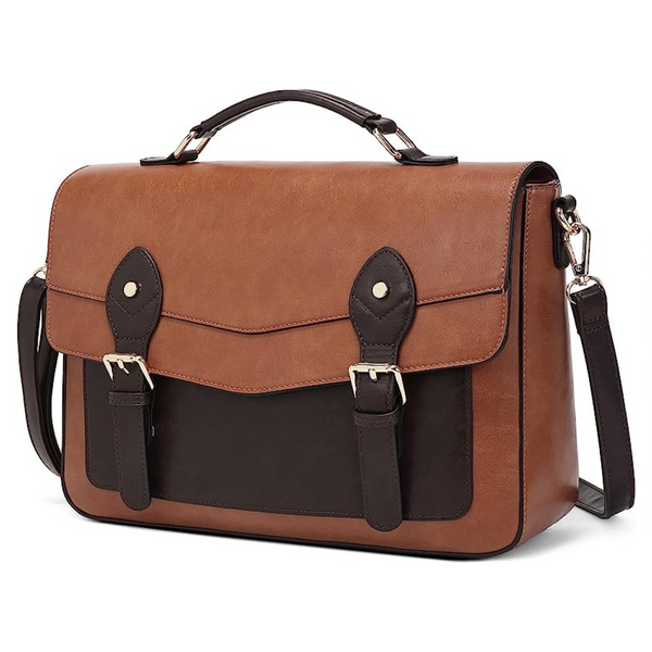 Vintage Leather Crossbody Messenger Bag Briefcase