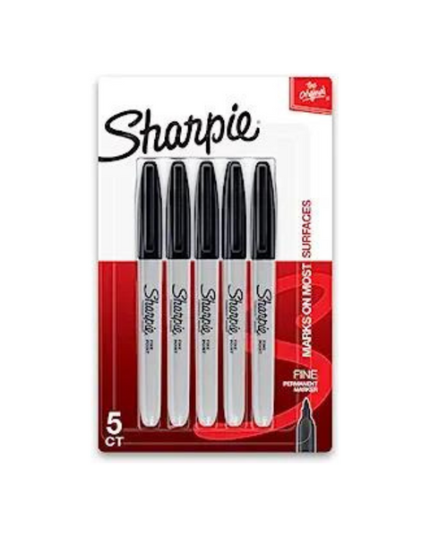 Paquete de 5 marcadores permanentes Sharpie, punta fina
