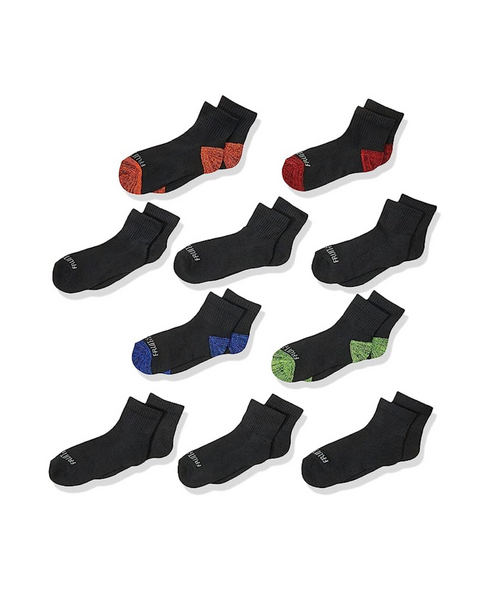 Fruit of the Loom Little Boys’ 10 Pack Half Cushion Ankle Socks