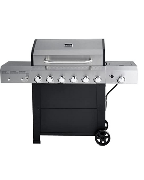 Amazon Basics Freestanding Gas Grill with Side Burner, 6 Burner (66,000 BTU)