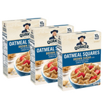 3 Boxes Of Quaker Oatmeal Squares Breakfast Cereal, Brown Sugar