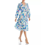 Tahari Ruffle Trim Floral Print Dress