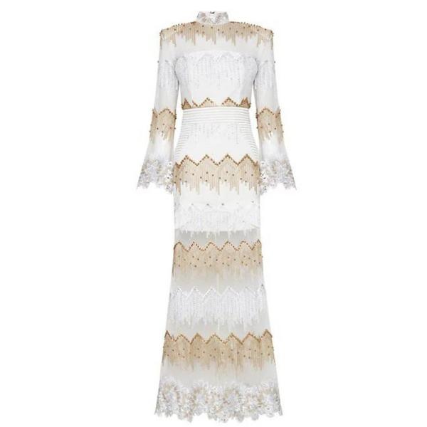 Zhivago Signature Chrysler Studded & Embroidered Gown