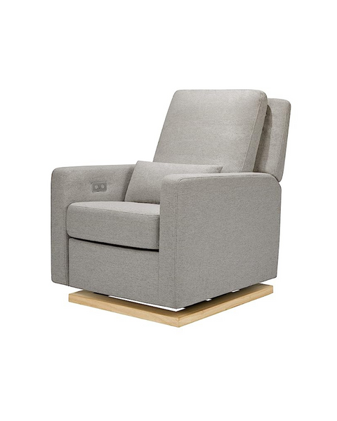 Sillón reclinable y planeador electrónico Babyletto Sigi con puerto USB en Performance Grey