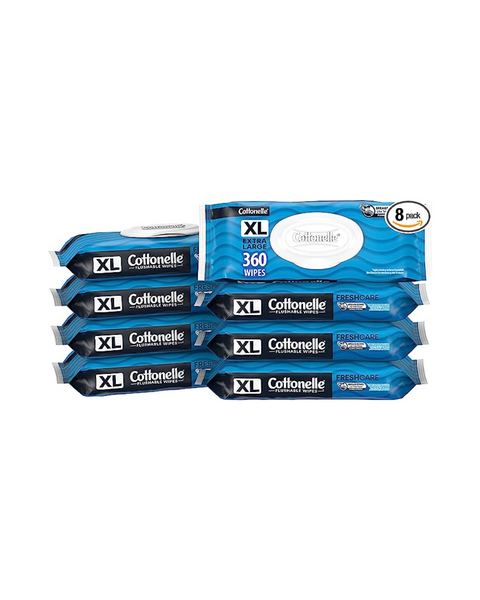 Cottonelle XL Flushable Wet Wipes (8 Flip-Top Packs, 45 Wipes per Pack)