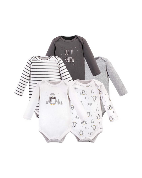5-Pack Hudson Baby unisex-baby Cotton Long-sleeve Bodysuits