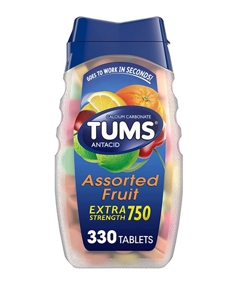 TUMS tabletas antiácidas extra fuertes, sabores de frutas variadas, 330 unidades