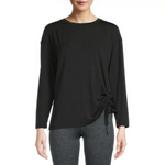 Walmart Women's Long Sleeve Ruched Top (4 COLORS)