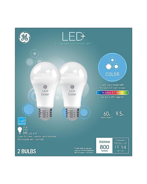 GE Lighting LED+ Bombillas LED que cambian de color con control remoto (paquete de 2)