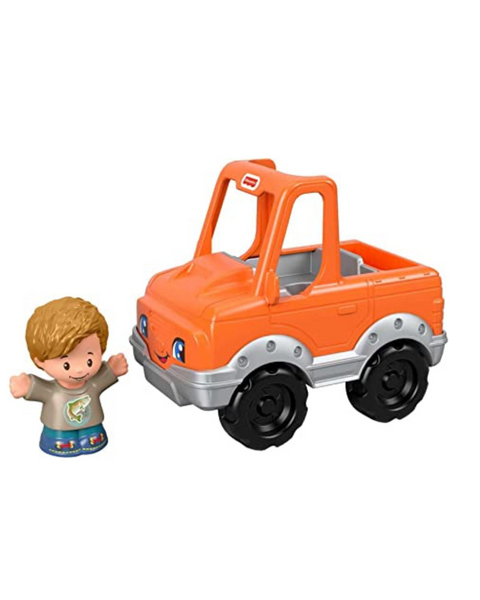 El juguete para niños pequeños de Little People ayuda a un amigo a recoger una camioneta