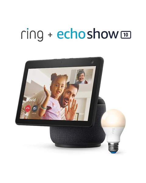 All-new Echo Show 10 (3rd Gen) - Charcoal - bundle with Ring A19 Smart LED Bulb