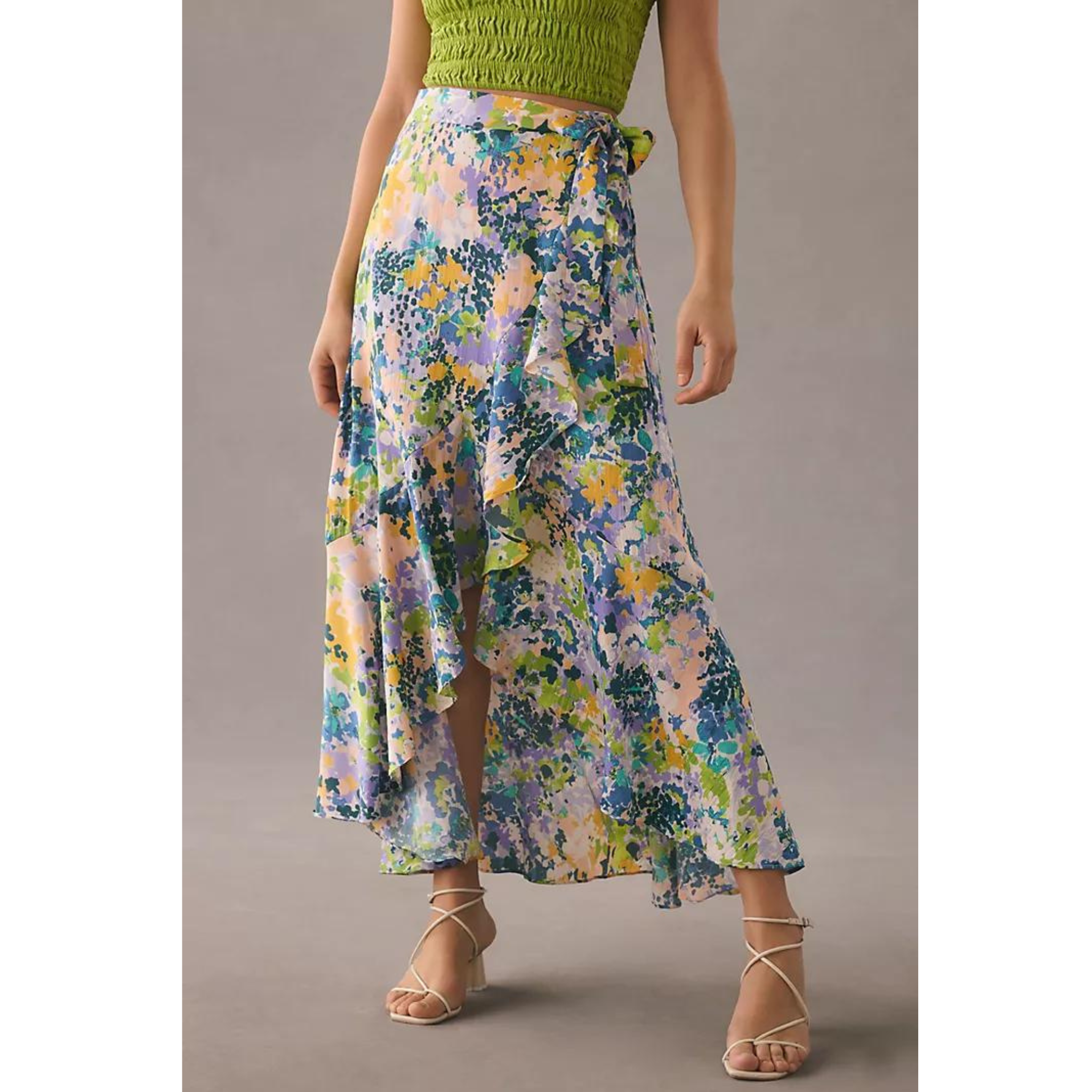 Anthropologie Ruffled Wrap Maxi Skirt