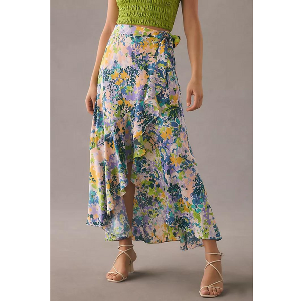 Anthropologie Ruffled Wrap Maxi Skirt