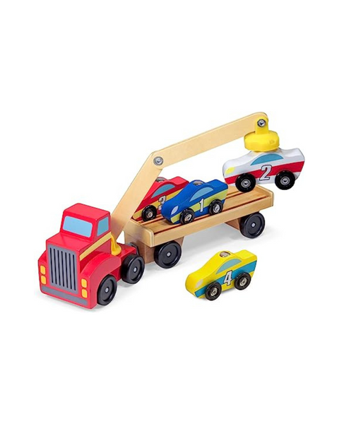 Melissa & Doug Magnetic Car Loader Wooden Toy Set
