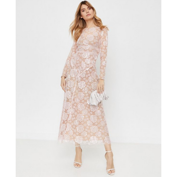 Self-Portrait Light Pink Midi Dress